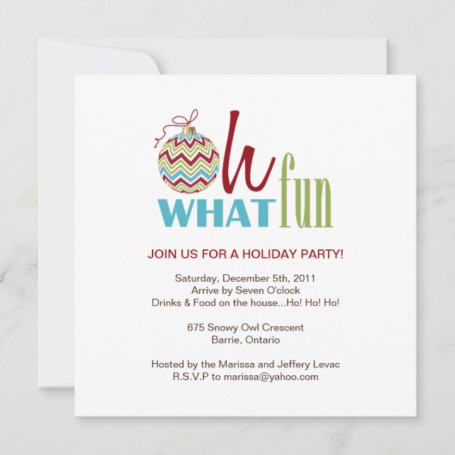Fun Chevron Christmas Party Invitation (Front)