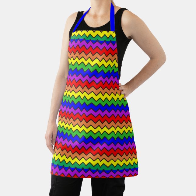 Fun Chevron Rainbow Colorful Apron (Insitu)