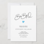 Fun Chic Baby BaBy Q Shower Blue Heart Motif Invitation (Front)