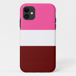 Fun Chic Bright Pink Deep Red White Stripes iPhone 11 Case