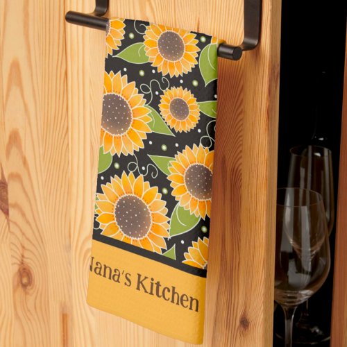 Fun Chic Customized Sunflower Floral Pattern  Kitchen Towel