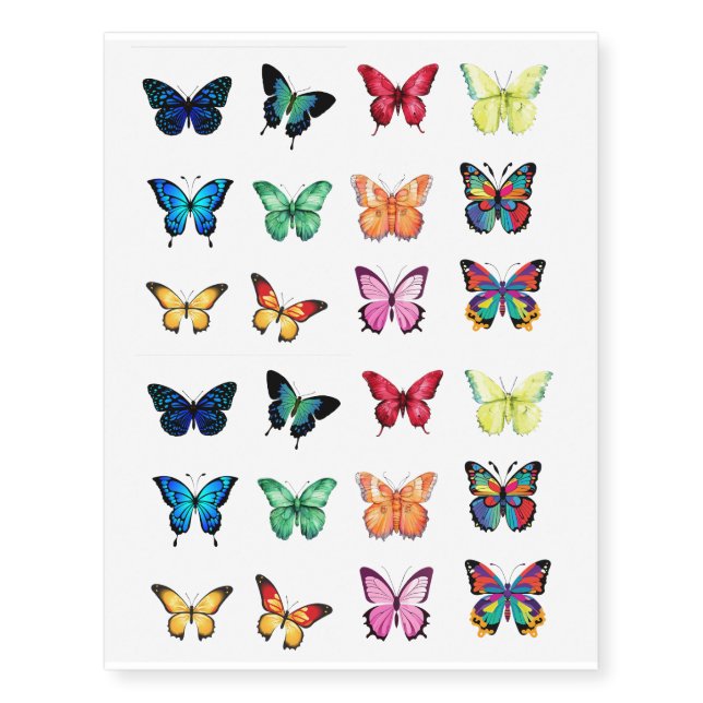 Fun Chic Elegant Unique Butterflies Temporary Tattoos (Front)
