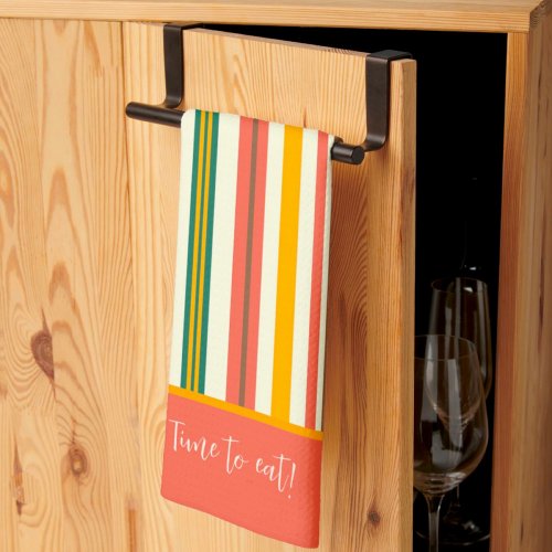 Fun Chic Floral Stylish Stripe Custom Quote Kitchen Towel