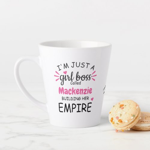 Fun Chic Girl Boss Building Her Empire Add Name Latte Mug