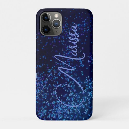 Fun Chic Personalized Blue Confetti    iPhone 11 Pro Case