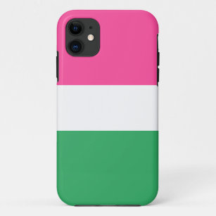 Fun Chic Watermelon Pink Green White Stripes iPhone 11 Case