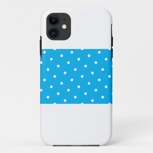 Fun Chic Wide Sky Blue Stripe White Dots On White iPhone 11 Case