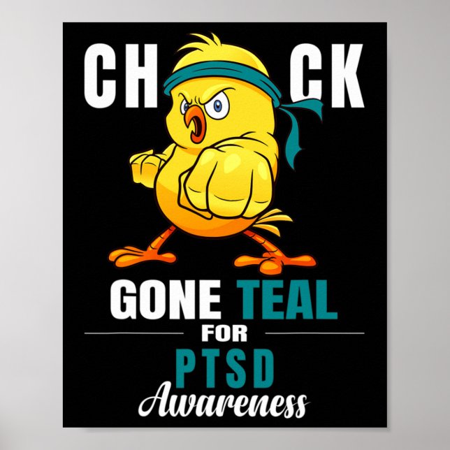 Fun Chick Gone Teal Ribbon Chicken Warrior Ptsd Aw Poster (Front)
