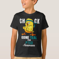 Fun Chick Gone Teal Ribbon Chicken Warrior Ptsd Aw