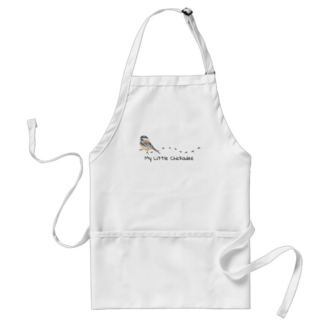 Fun Chickadee Cute little Bird Tracks   Adult Apron (Front)
