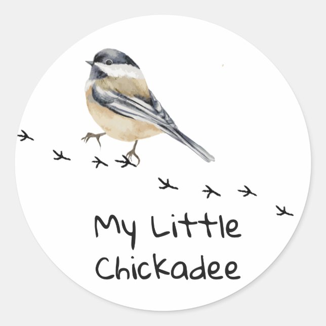 Fun Chickadee Cute little Bird Tracks   Classic Round Sticker (Front)