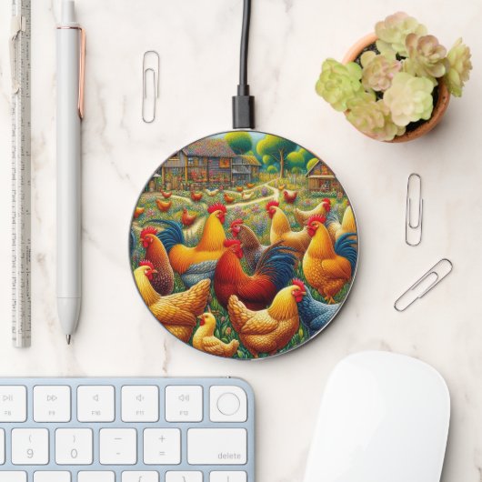 Fun chicken farm lovers wireless charger (Desk)