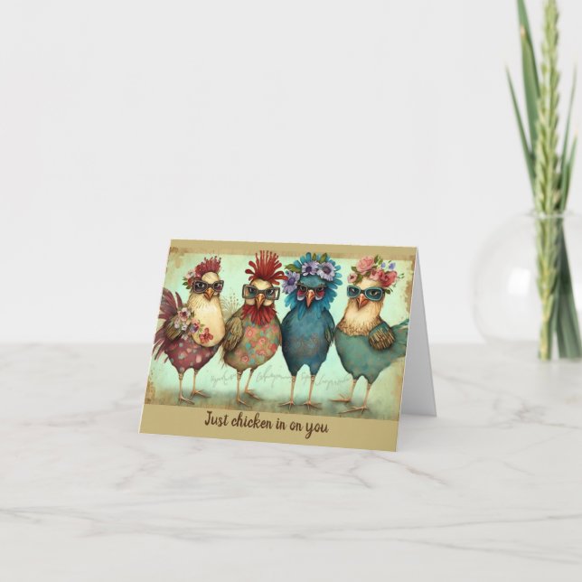 FUN CHICKEN Get well soon Folded card (Front)