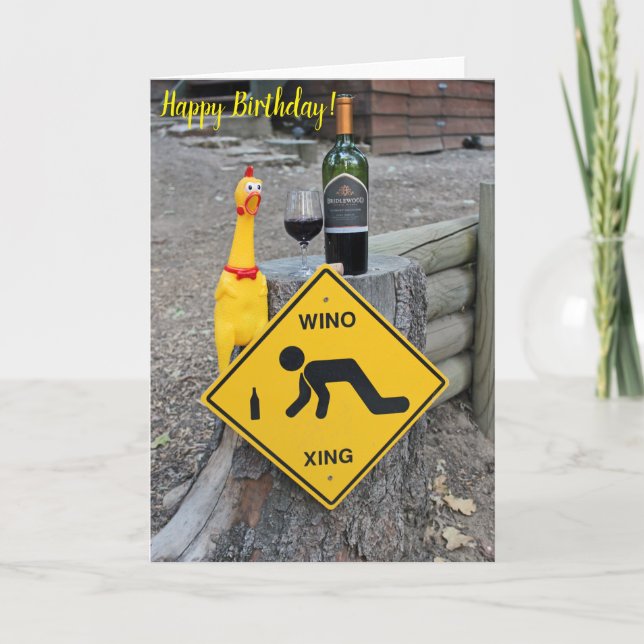 Fun Chicken Wino Xing Birthday Card! Card (Front)