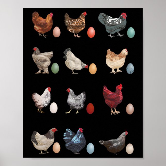 Fun Chicken With Eggs Easter Day Chicken Trendy Cl Poster (Front)