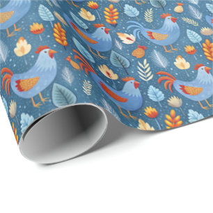 Fun chickens tiled pattern wrapping paper