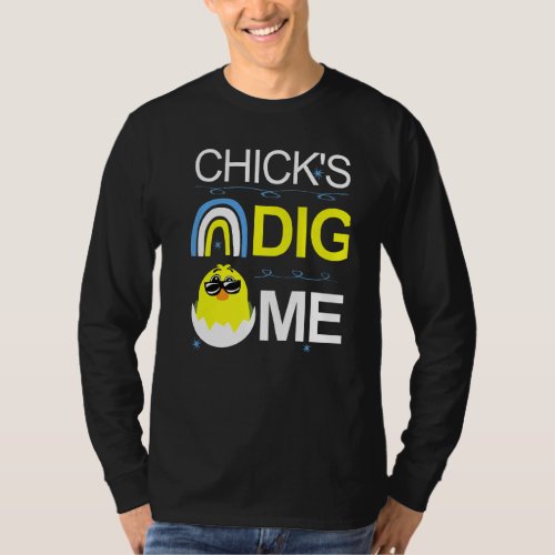 Fun Chicks Dig Me Easter Rainbow Graphic T_Shirt