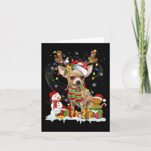 Fun Chihuahua Christmas Ugly Dog Santa Hat Lights Card