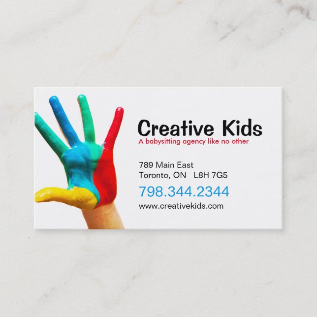 Fun Childcare and Babysitting Business Cards (Front)