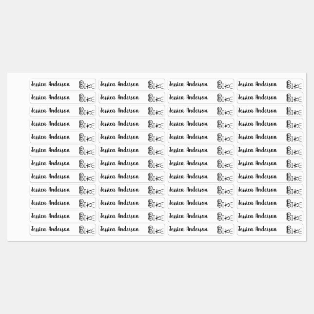 Fun Children Biking Bike Word Custom Name Kids' Labels (Sheet)