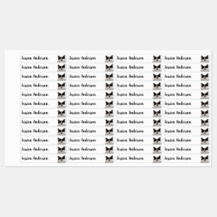 Fun Children Cute Black White Cat Custom Name Kids' Labels