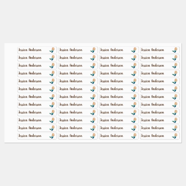 Fun Children Cute Mermaid Cartoon Art Kids' Labels (Sheet)