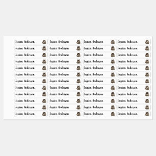 Fun Children Cute Raccoon animal Custom Name Kids' Labels