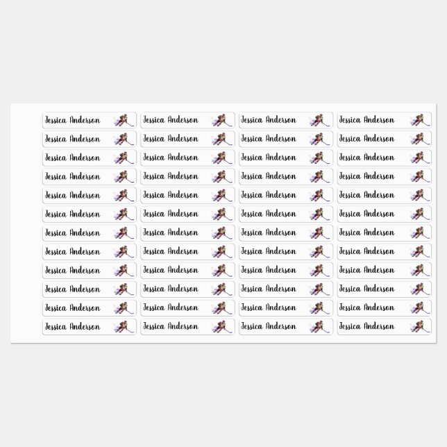 Fun Children Hockey Player  Sport Custom Name Kids' Labels (Sheet)
