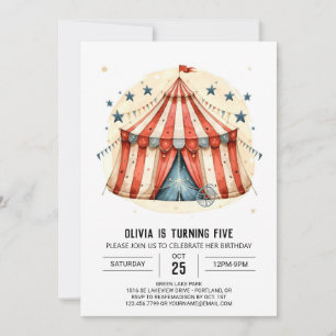 Fun Children's Tent Circus Birthday Invitation