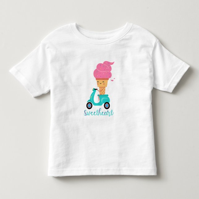 Fun Chill Summer Pink Ice Cream Scooter Sweetheart Toddler T-shirt (Front)