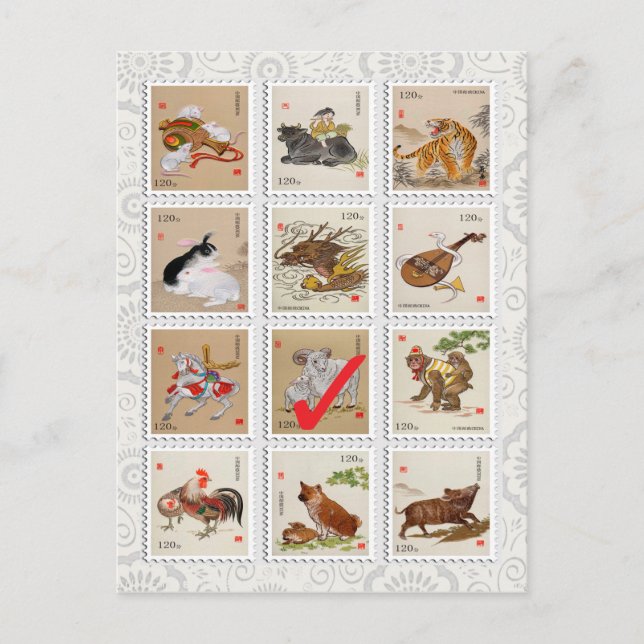 Fun Chinese Zodiac Happy Birthday Happy New Year Holiday Postcard (Front)