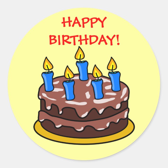 Fun Chocolate Happy Birthday Cake with Candles Sticker