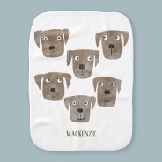 Fun Chocolate Labrador Retriever Dog Personalized Baby Burp Cloth at Zazzle