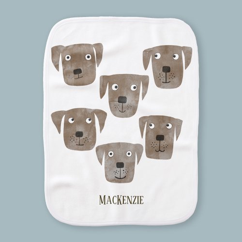 Fun Chocolate Labrador Retriever Dog Personalized Baby Burp Cloth