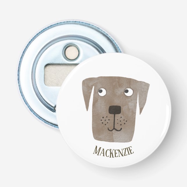 Fun Chocolate Labrador Retriever Dog Personalized Bottle Opener (Front)