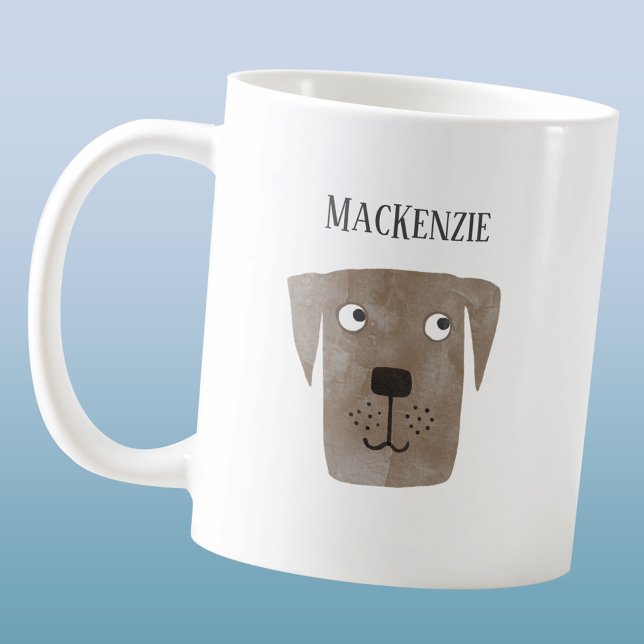 Fun Chocolate Labrador Retriever Dog Personalized Coffee Mug (Personalized Chocolate Labrador Retriever Dog custom name coffee mug)