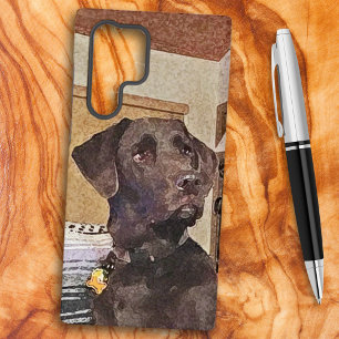 Fun Chocolate Labrador Retriever Watercolor Samsung Galaxy S22 Ultra Case
