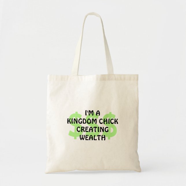 Fun Christian KINGDOM CHICK Entrepreneur Tote Bag (Front)