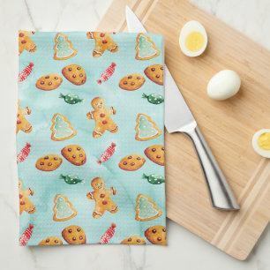 Fun Christmas Baking Cookies Gingerbread man Kitchen Towel