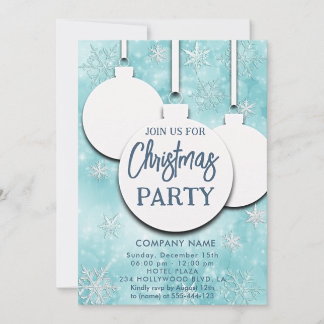 Fun Christmas balls snowflakes holiday party Invitation (Front)