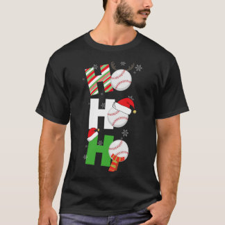 Fun Christmas Baseball Pajamas Player Matching Tea T-Shirt