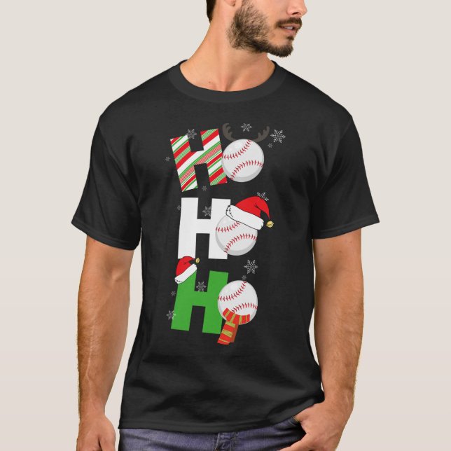 Fun Christmas Baseball Pajamas Player Matching Tea T-Shirt (Front)