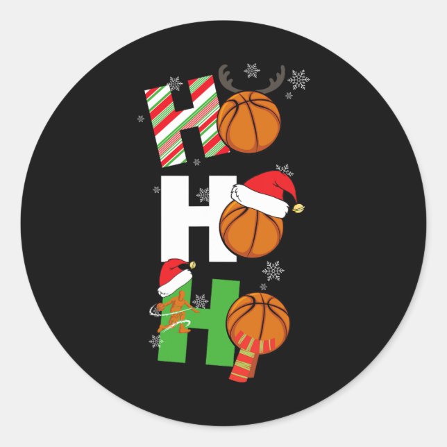 Fun Christmas Basketball Pajamas Player Matching C Classic Round Sticker (Front)