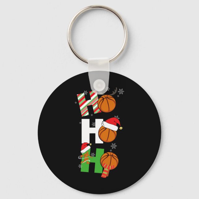 Fun Christmas Basketball Pajamas Player Matching C Keychain (Front)
