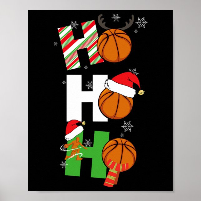 Fun Christmas Basketball Pajamas Player Matching C Poster (Front)