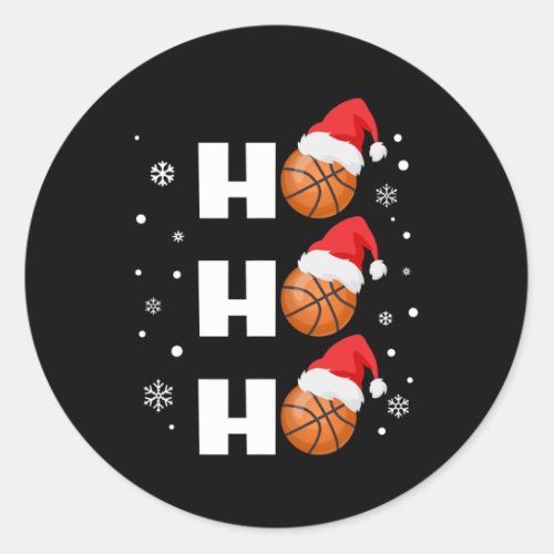 Fun Christmas Basketball Player Ho Ho Ho Sports Fa Classic Round Sticker