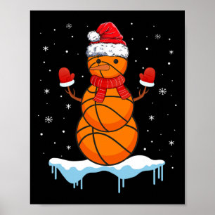 Fun Christmas Basketball Santa Snowman Poster