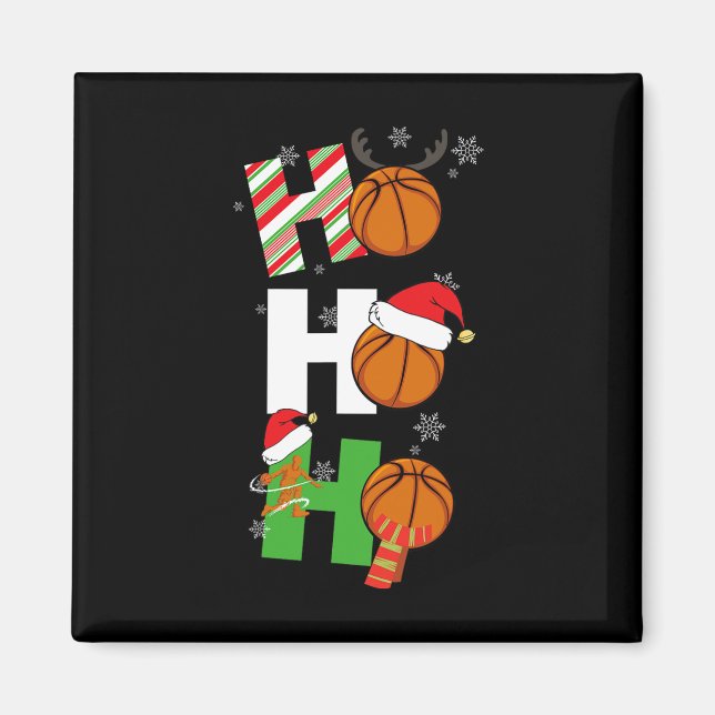 Fun Christmas Bysketbyll Pajamas Player Matching C Magnet (Front)