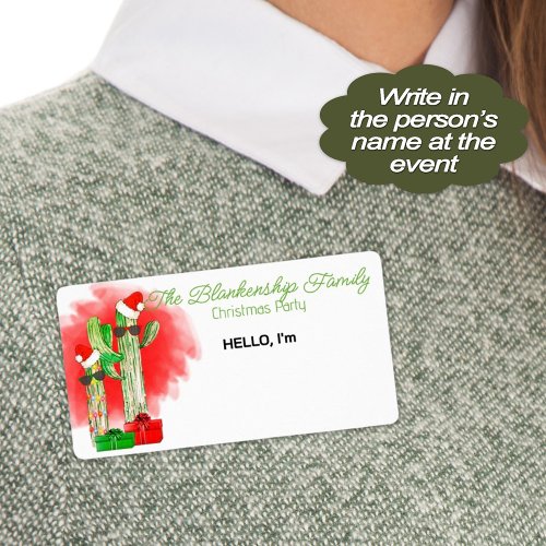 Fun Christmas Cactus Paper Label Name Tag