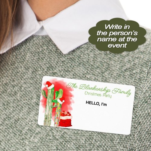 Fun Christmas Cactus Paper Label Name Tag